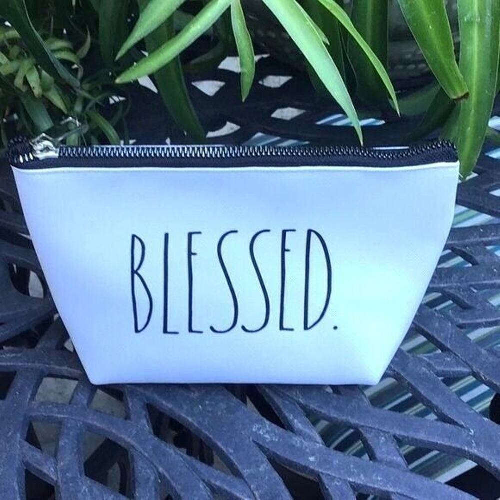 Rae Dunn BLESSED White Cosmetic Pouch - Picture 4 of 5